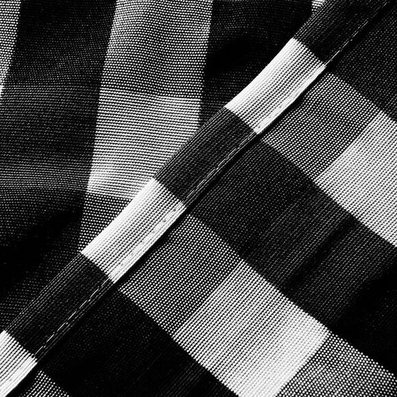 vctops Black and White Buffalo Check Door Window Curtain with Tieback Rod Pocket - Picture 4 of 4